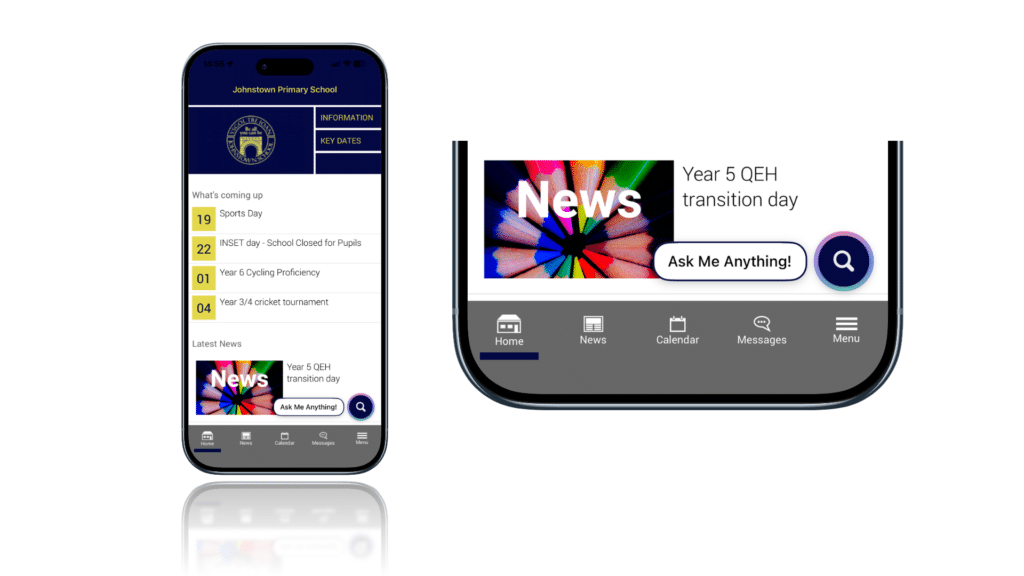 Parentbuddy shown on the home screen of a school's app